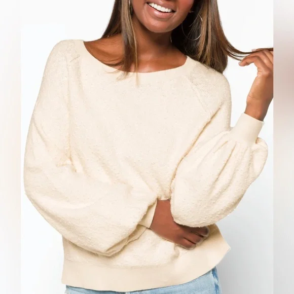 FREE PEOPLE Found My Friend Pullover Oversized Sweater in Ivory - Medium NWT